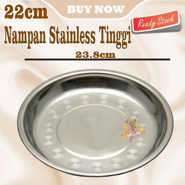 Nampan stainless steel Bulat Tinggi 22cm TEBAL Baskom Ceper - Image 2