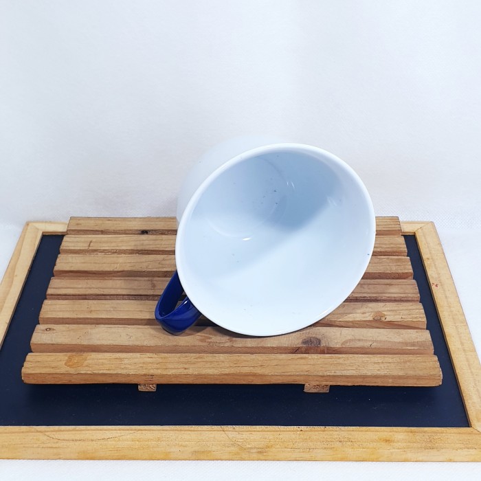 Mug Keramik cangkir kopi cappucino dengan gagang biru classic 400ml - Image 2