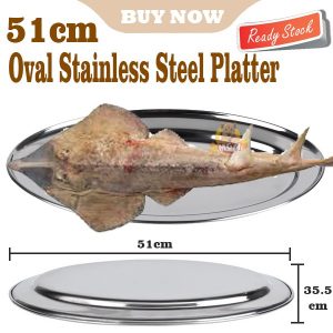 Oval Stainless steel platter Jumbo piring oval 51x35cm Stainless 18-8