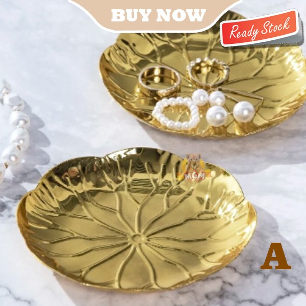 Piring Buah kurma Stainless Emas kue permen Gold Plate 15cm perhiasan - Image 4