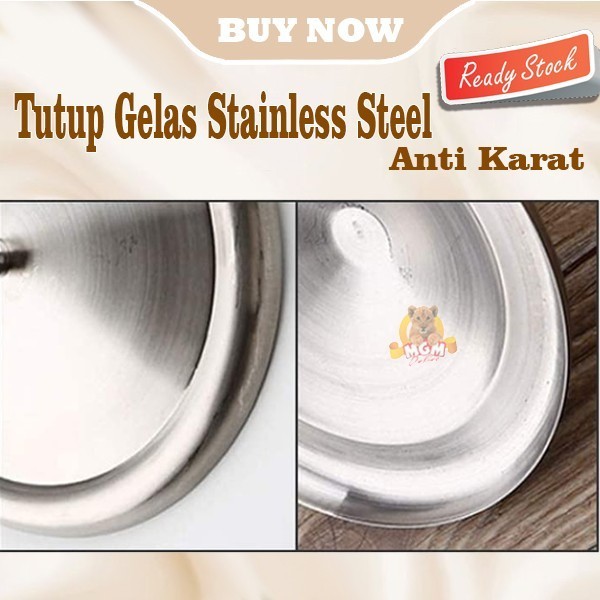 Tutup Gelas Stainless 10.2CM Anti Karat Mug Cover Stainless Steel - Image 4