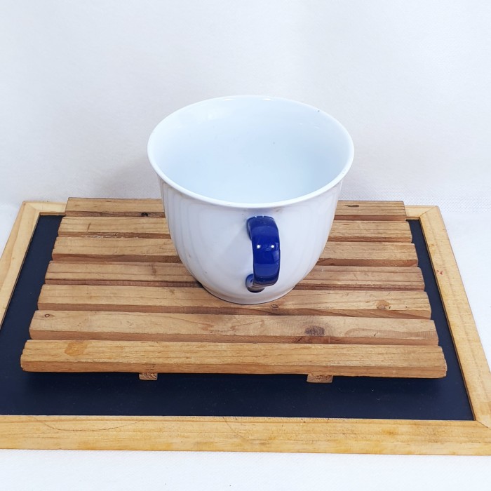 Mug Keramik cangkir kopi cappucino dengan gagang biru classic 400ml - Image 3