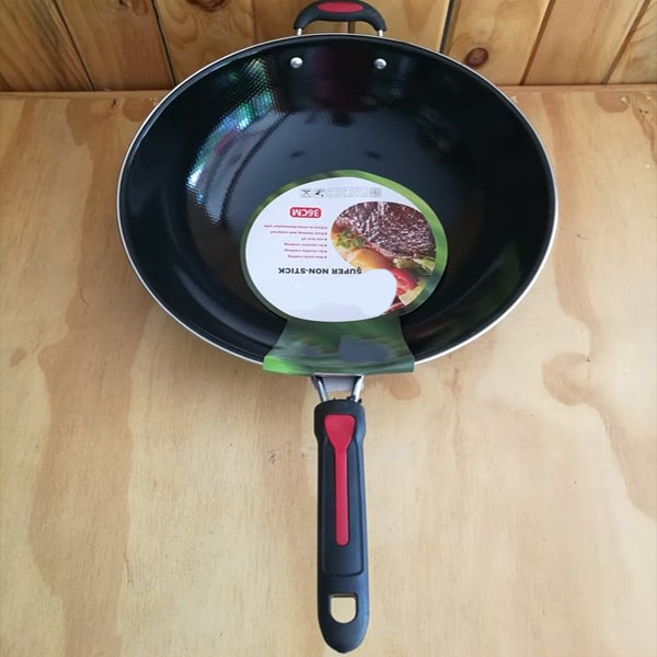 Wajan enamel Hitam Anti lengket gagang 34cm wajan pengorengan dalam - Image 4