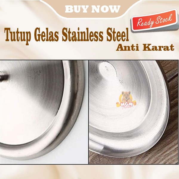 Tutup Gelas Stainless 10.6CM Anti Karat Mug Cover Stainless Steel - Image 4