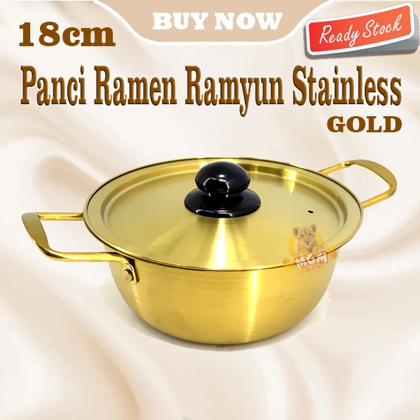 Panci korea Ramen Ramyun Stainless Gold 18cm dengan tutup emas - Image 2