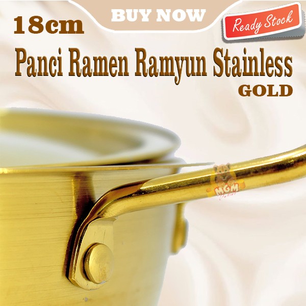 Panci korea Ramen Ramyun Stainless Gold 18cm dengan tutup emas - Image 4