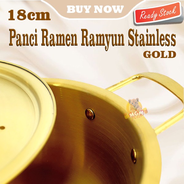 Panci korea Ramen Ramyun Stainless Gold 18cm dengan tutup emas - Image 3
