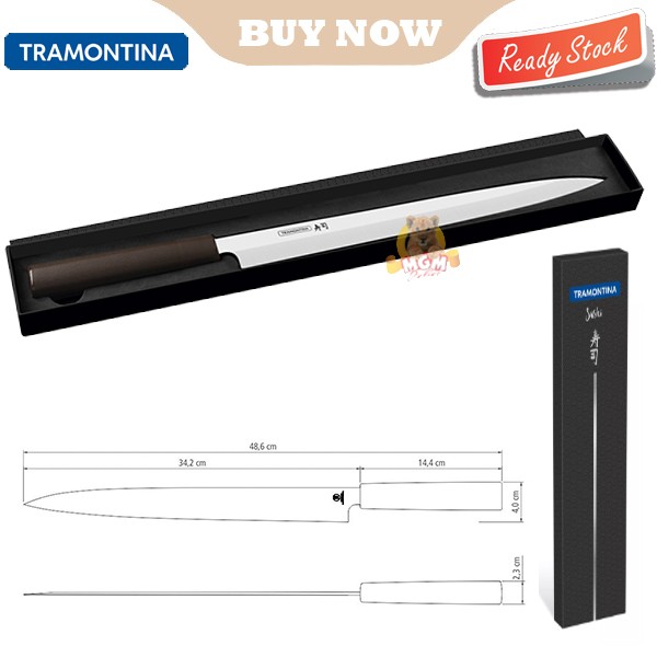 Tramontina Yanagiba 13in Silver pisau sushi line japan precision knife - Image 2