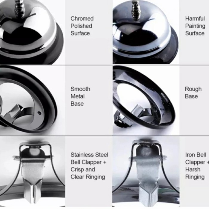 Desk Call bell restoran Bell meja receptionist waiter Stainless 3.5in - Image 5
