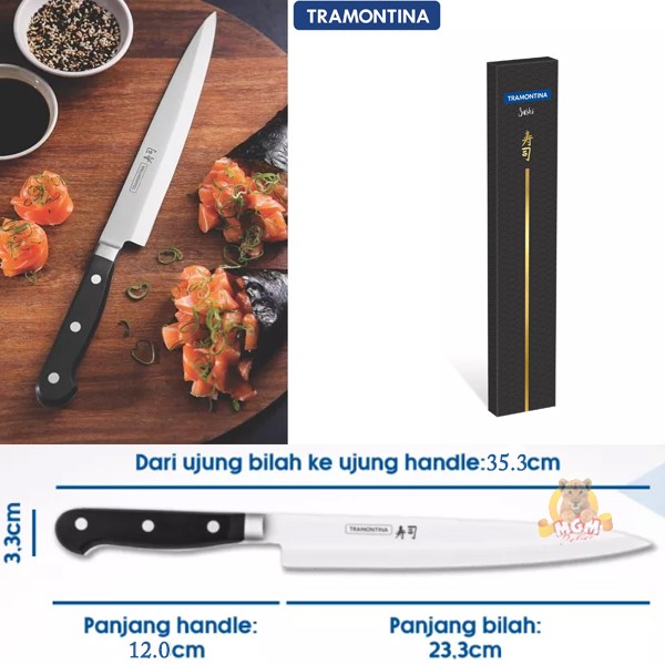 Tramontina YANAGIBA 9in GOLD pisau sushi line japan precision knife - Image 3