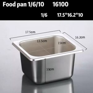 Food pan prasmanan Stainless ukuran 1/6 tinggi 10CM / Wadah Stainless