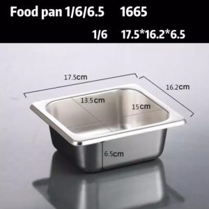 Food pan prasmanan Stainless ukuran 1/6 tinggi 6.5CM / Wadah Stainless