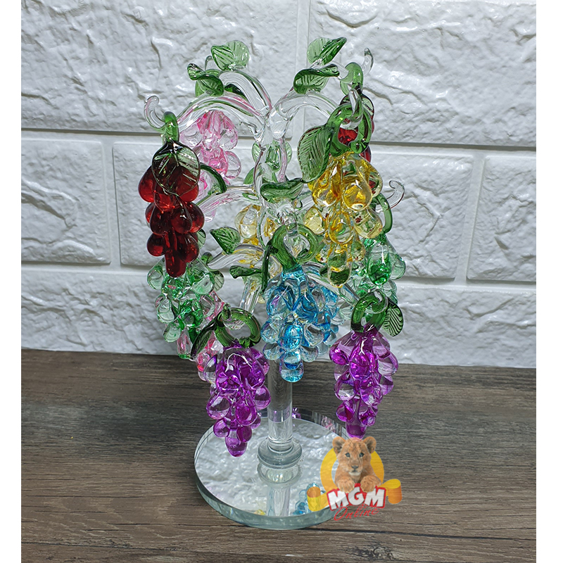 Pajangan kristal pohon angur Crystal dengan pohon 12 buah angur WARNA
