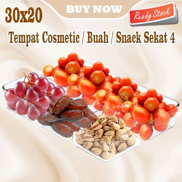 Clear Tempat kosmestik buah snack Organiser Multifungsi 30x20x5 sekat4 - Image 4