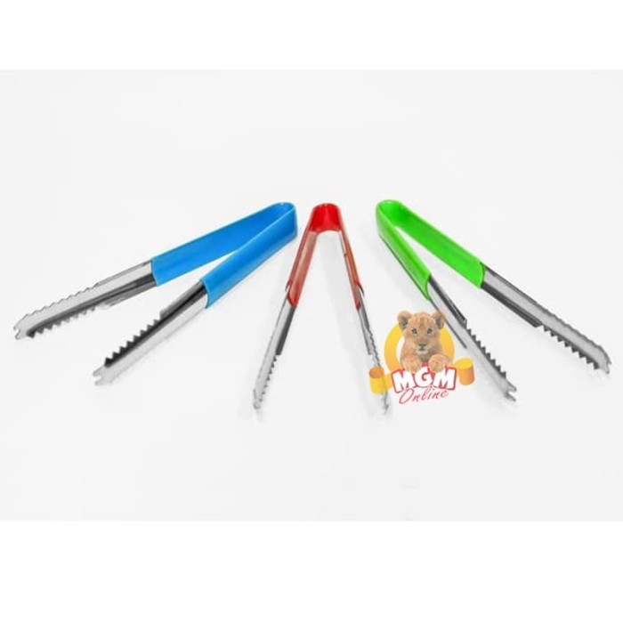 Penjepit Es Batu dengan lapisan silicon 15cm Warna - Ice Tong stainles - Image 4