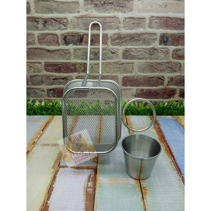 MINI Tempat saji kentang goreng dgn tempat saos Stainless Gagang satu - Image 2