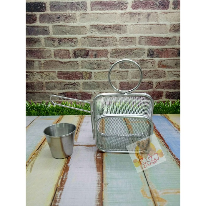 MINI Tempat saji kentang goreng dgn tempat saos Stainless Gagang satu - Image 3