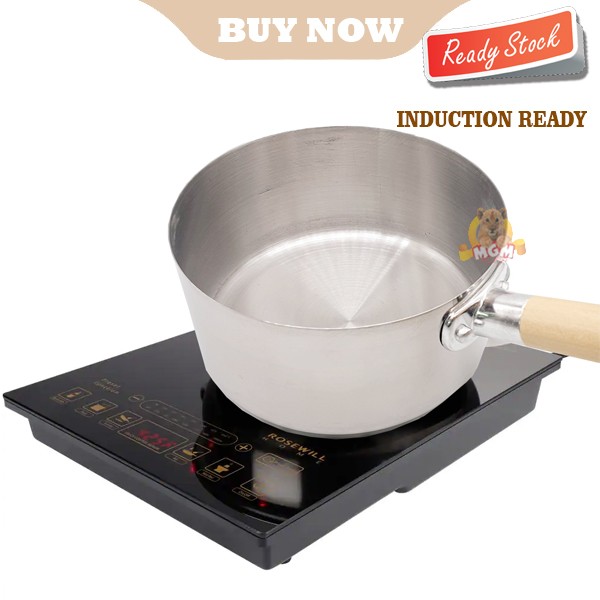 Panci stainless 14cm gagang KAYU panjang Induksi READY Gayung 1L - Image 2