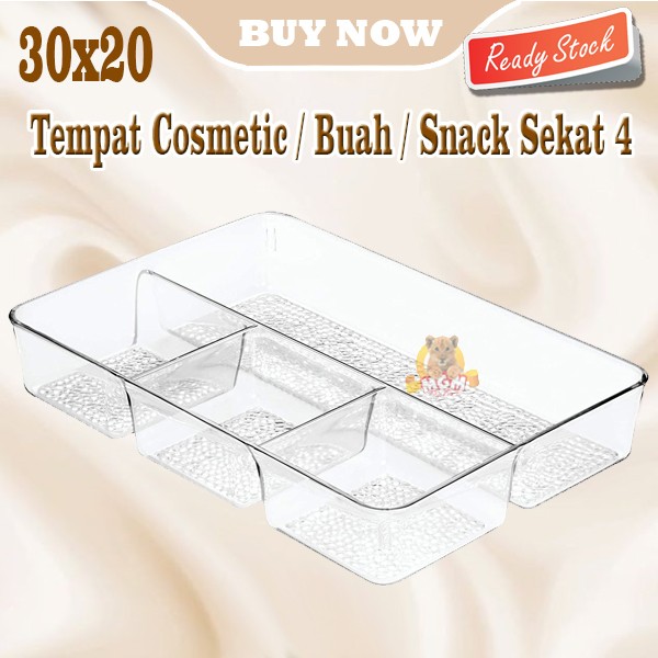 Clear Tempat kosmestik buah snack Organiser Multifungsi 30x20x5 sekat4 - Image 3