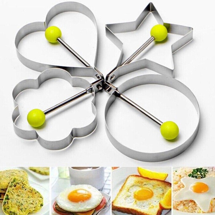 EGG Ring set2 Cetakan Telur dadar Mata Sapi Omelet Pancake Stainless - Image 4