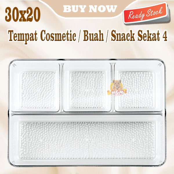 Clear Tempat kosmestik buah snack Organiser Multifungsi 30x20x5 sekat4 - Image 2