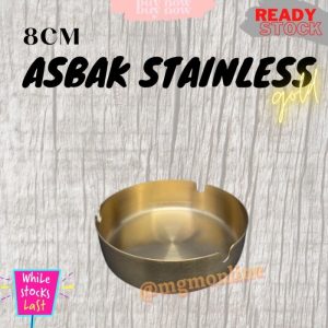 Asbak Stainless GOLD Cafe Tebal Bulat 8cm asbak besi polos 3 lubang