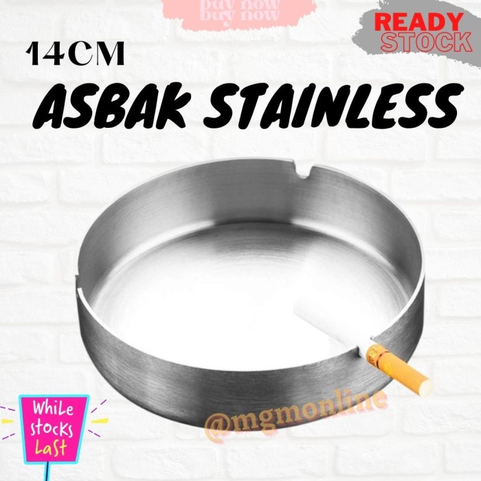 Asbak Stainless Cafe Tebal Bulat POLOS 14cm asbak besi polos 3 lubang