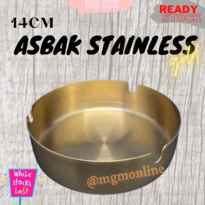 Asbak Stainless GOLD Cafe Tebal Bulat 14cm asbak besi polos 3 lubang