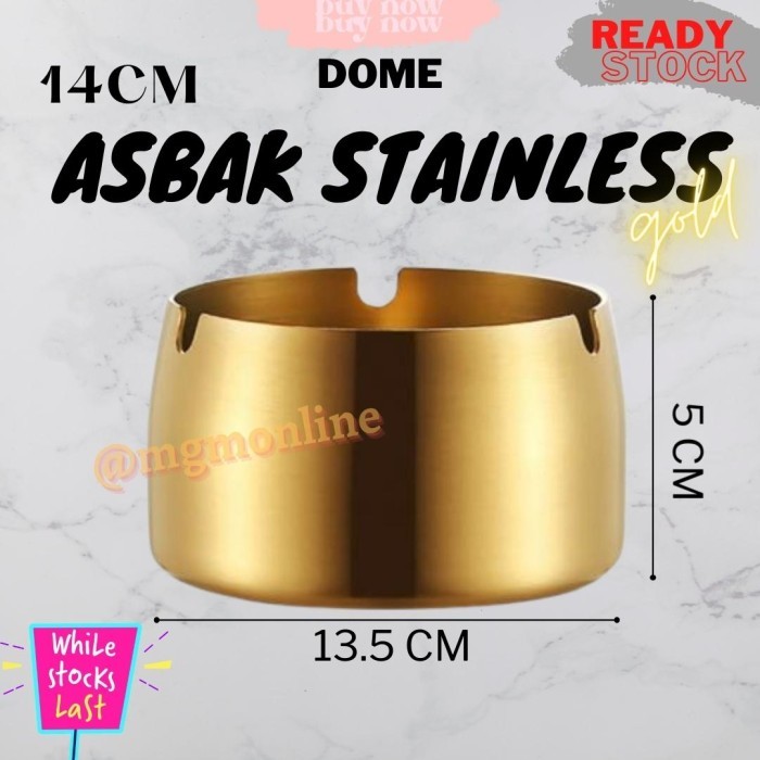 SET4 DOME Asbak Stainless GOLD 14cm Tebal polos 3lubang Tinggi 5cm - Image 3