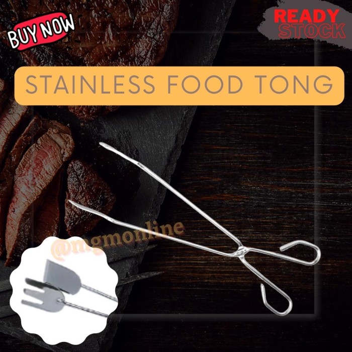 Food Tong Stainless 30cm capitan gorengan makanan model garpu sendok - Image 2