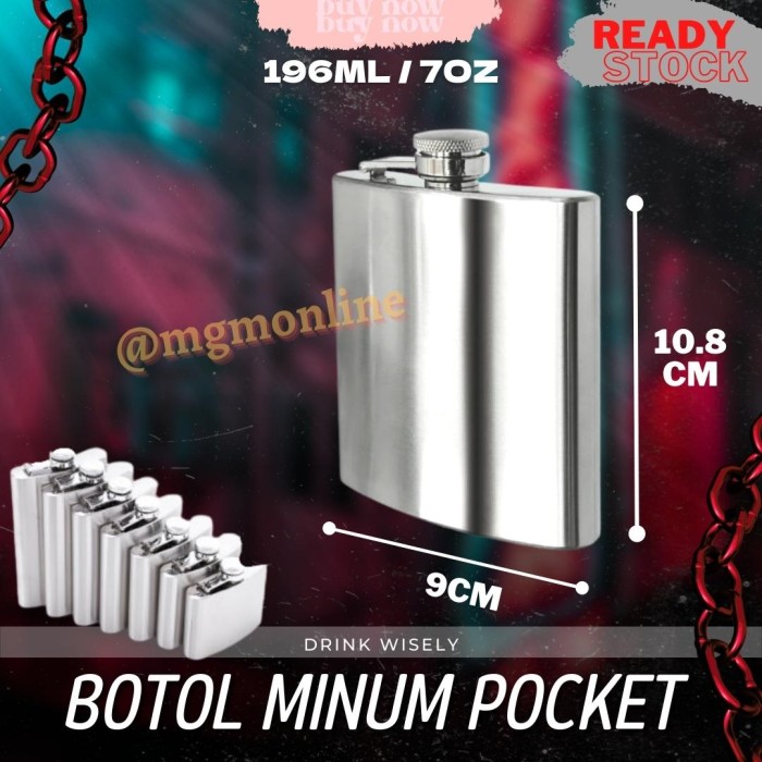Botol pocket Stainless 196ml Hip Flask 7oz liquor botol minuman keras - Image 2