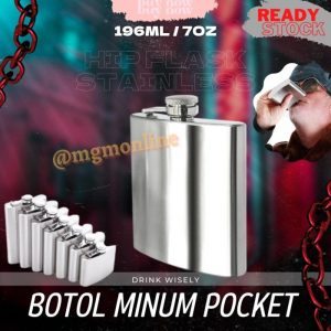 Botol pocket Stainless 196ml Hip Flask 7oz liquor botol minuman keras