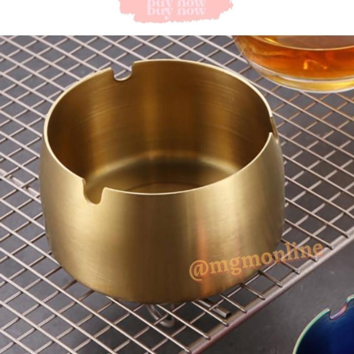 DOME Asbak Stainless GOLD 12cm Tebal polos 3lubang Tinggi 5cm ashtray - Image 3