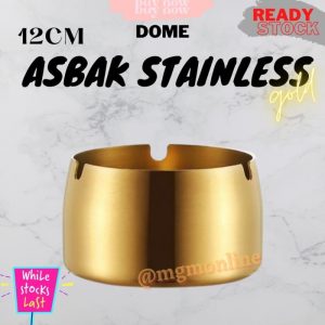 DOME Asbak Stainless GOLD 12cm Tebal polos 3lubang Tinggi 5cm ashtray