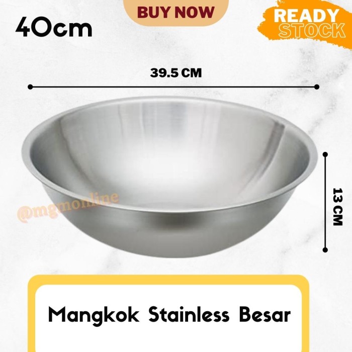 Baskom stainless 40CM TEBAL mangkok Mixing Bowl Jumbo - Image 2