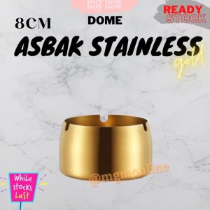 DOME Asbak Stainless GOLD 8cm Tebal polos 3lubang Tinggi 5cm ashtray