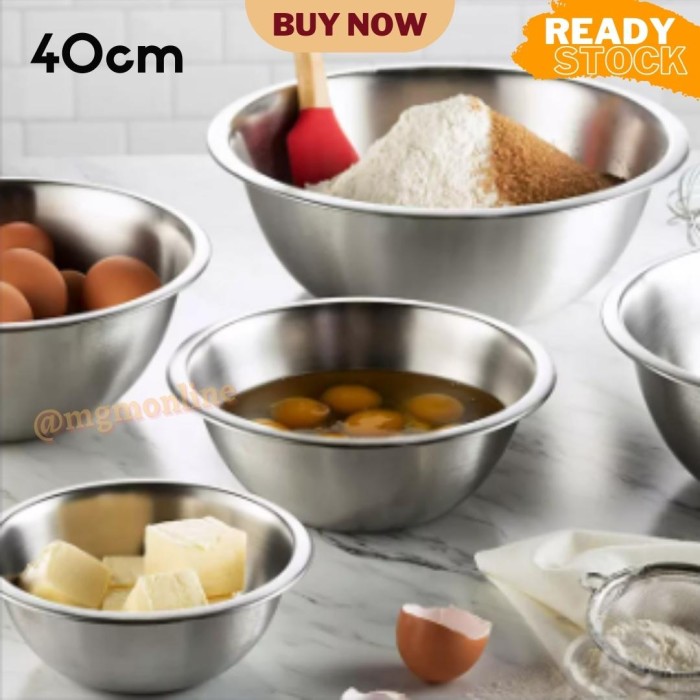 Baskom stainless 40CM TEBAL mangkok Mixing Bowl Jumbo - Image 5