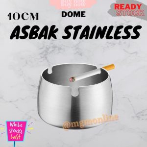 DOME Asbak Stainless SILVER 10cm Tebal polos 3lubang Tingi 5cm ashtray