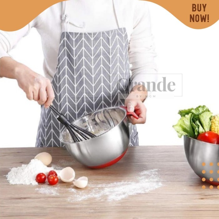 Silicone NON SLIP Mixing Bowl Stainless Plus Tutup 24cm baskom 4.5L - Image 2