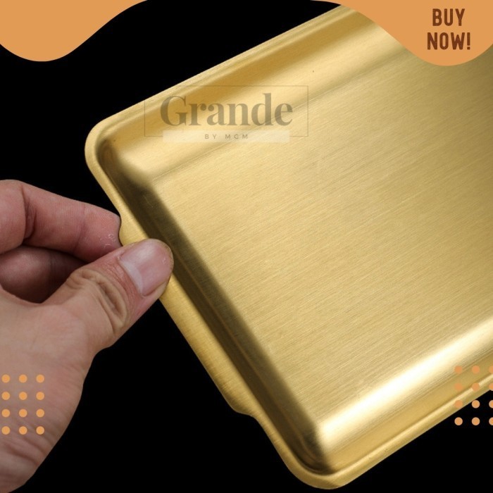 Segipanjang Plate 36x20cm Korea Stainless Gold Piring Nampan emasTEBAL - Image 5