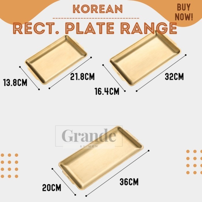 Segipanjang Plate 36x20cm Korea Stainless Gold Piring Nampan emasTEBAL - Image 2