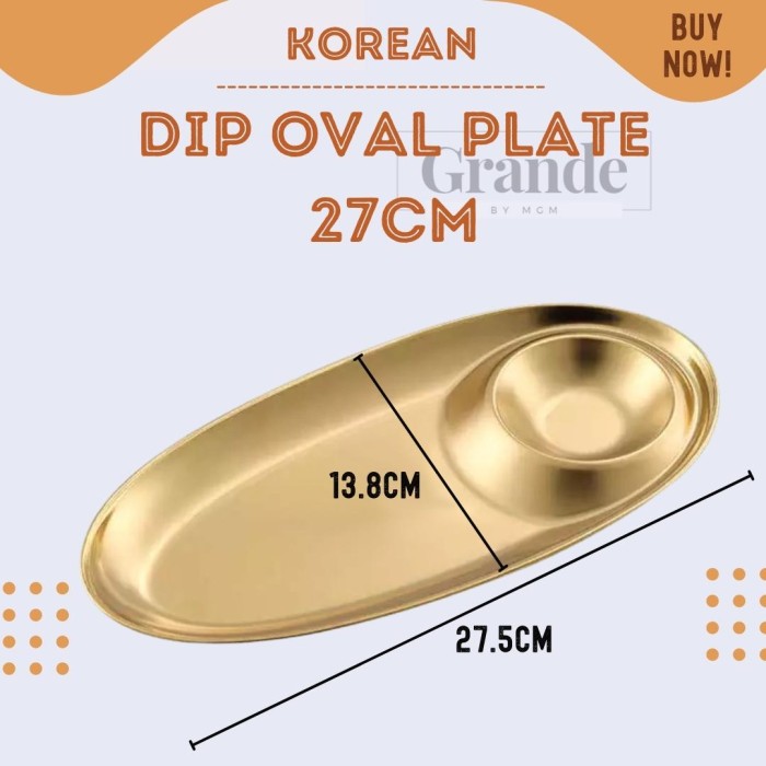 Oval Plate 27cm Korea Stainless Gold piring oval emas TEBAL - Image 2