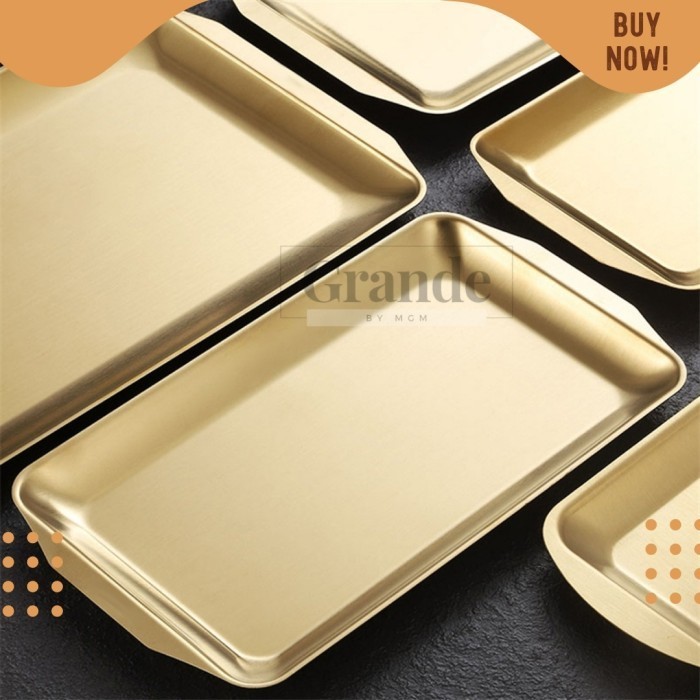Segipanjang Plate 36x20cm Korea Stainless Gold Piring Nampan emasTEBAL - Image 4