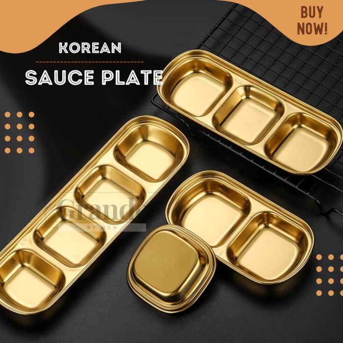 SEKAT 2 Tempat Saos Korea Stainless Gold Sauce Plate emas TEBAL - Image 5