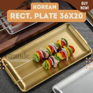 Segipanjang Plate 36x20cm Korea Stainless Gold Piring Nampan emasTEBAL