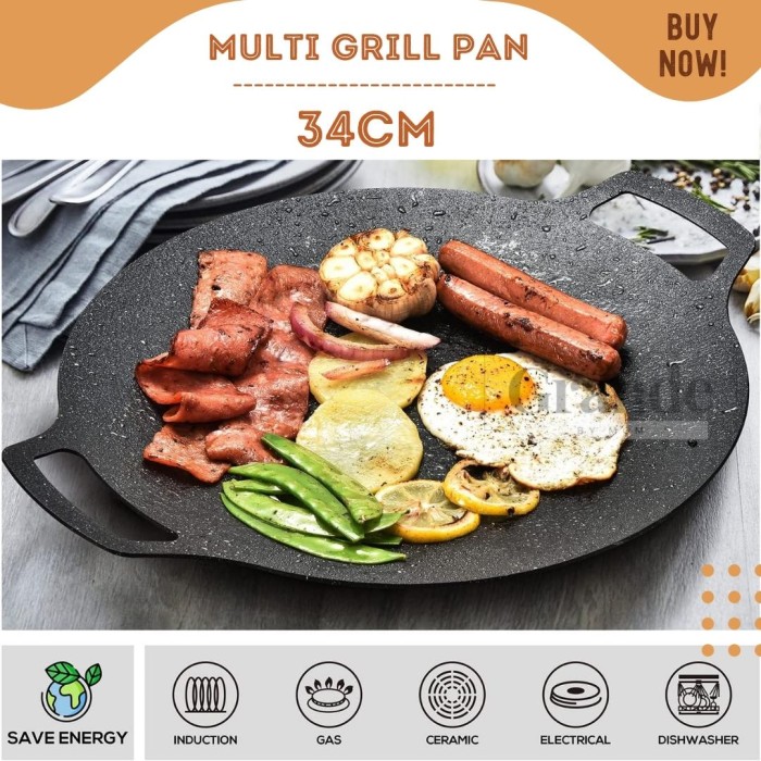 BULAT Marble series NON Stick Korean BBQ Grill Pan 34cm Induction OK - Image 3