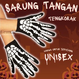 unisex sarung tangan tengkorak hitam SEPASANG halloween costum