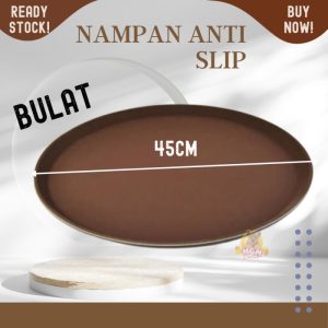 Nampan Anti Slip BULAT 45cm non Slip Serving Tray lapisan karet