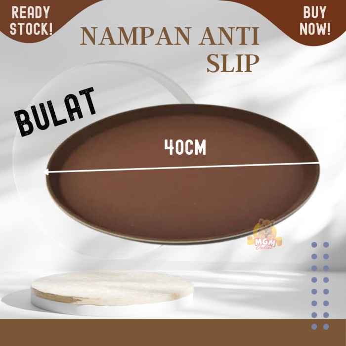 Nampan Anti Slip BULAT 40cm non Slip Serving Tray lapisan karet