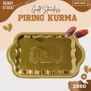 Piring Buah kurma Stainless Emas kue permen Gold Plate 27x17 SegiP